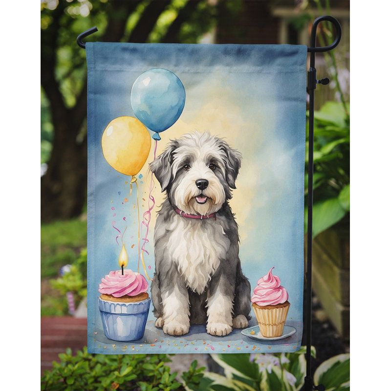 Drapeau de jardin «Happy Birthday», Berger anglais