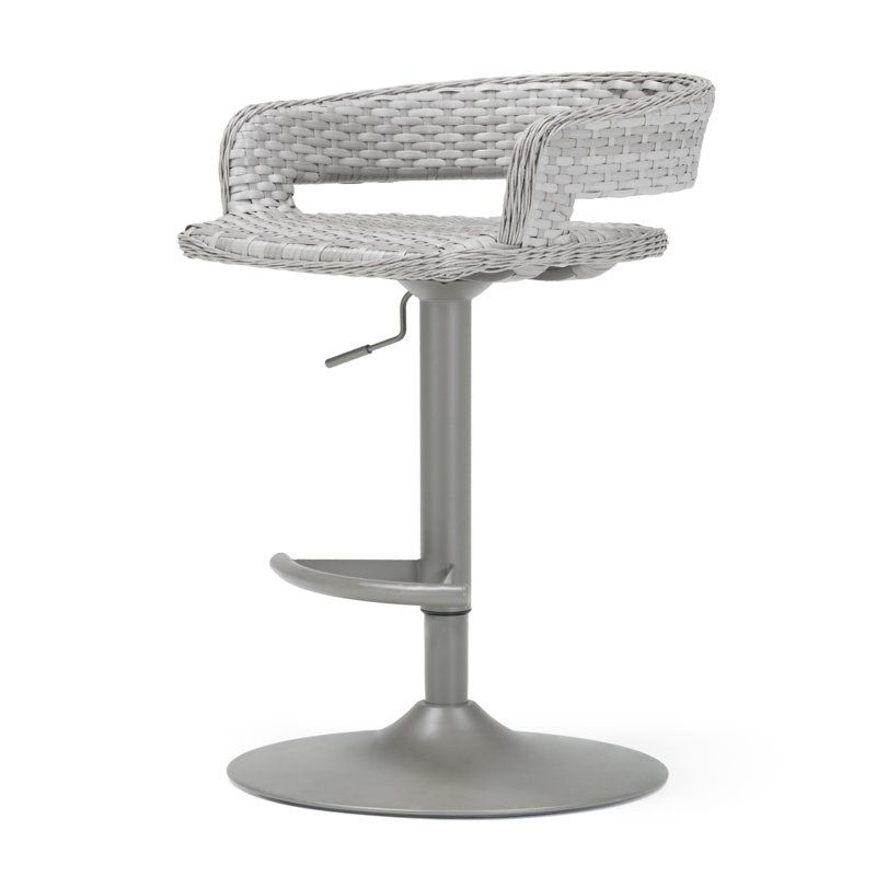 Ehrenfried Outdoor Swivel Bar Stool, Gray