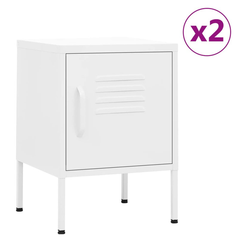 Airon 35cm W Steel Bedside Table, White