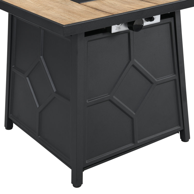 Propane Fire Pit Table 40,000 28 - Inch Square With Quality Ignition, Brown, + Iron, Outdoor Decor Essential Square, Easy To Clean, Feature