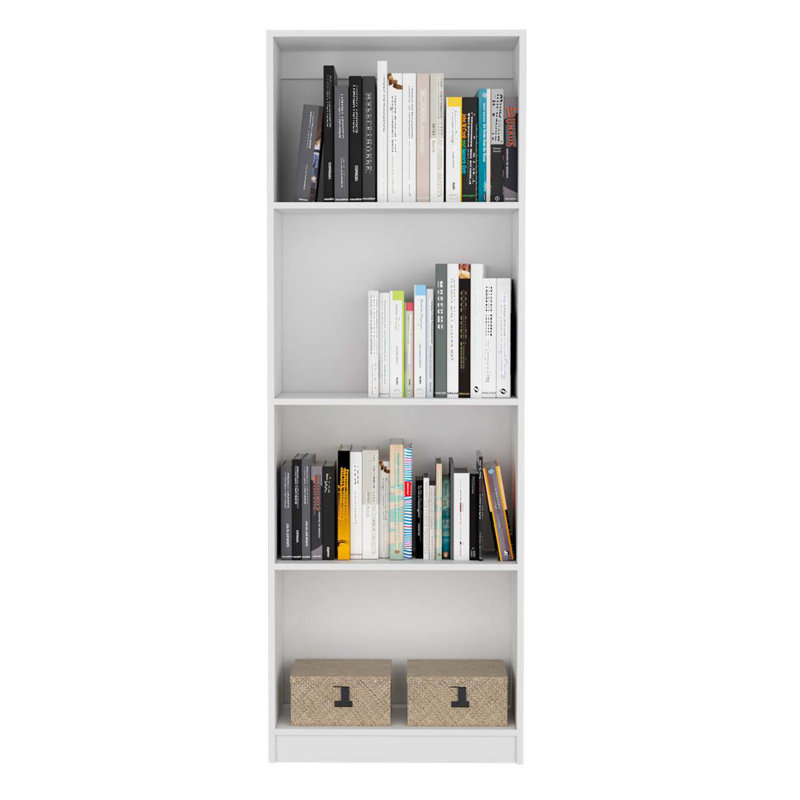Home Bookcase With 4-Shelf Modern Display Unit For Books And Decor -Office, White