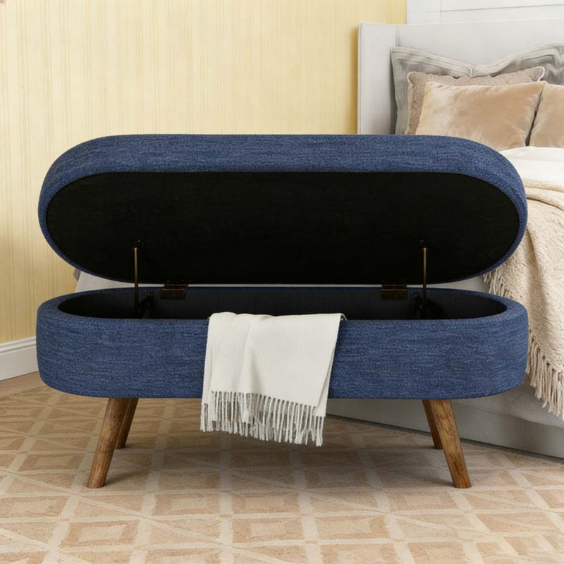 Ottoman Oval Storage Bench, Blue