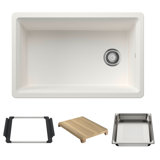 Inteos SILGRANIT 30" Single Bowl Reversible Undermount Workstation Kitchen Sink - White