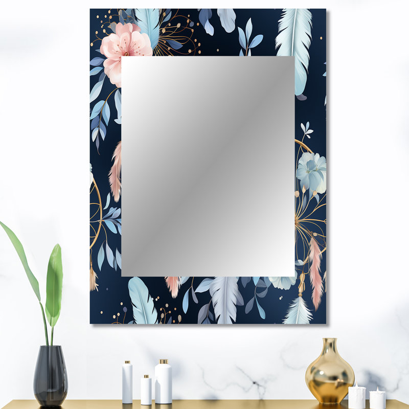 Motif bohème Ethereal Dreamcatchers - miroir mural floral, 40 po x 30 po