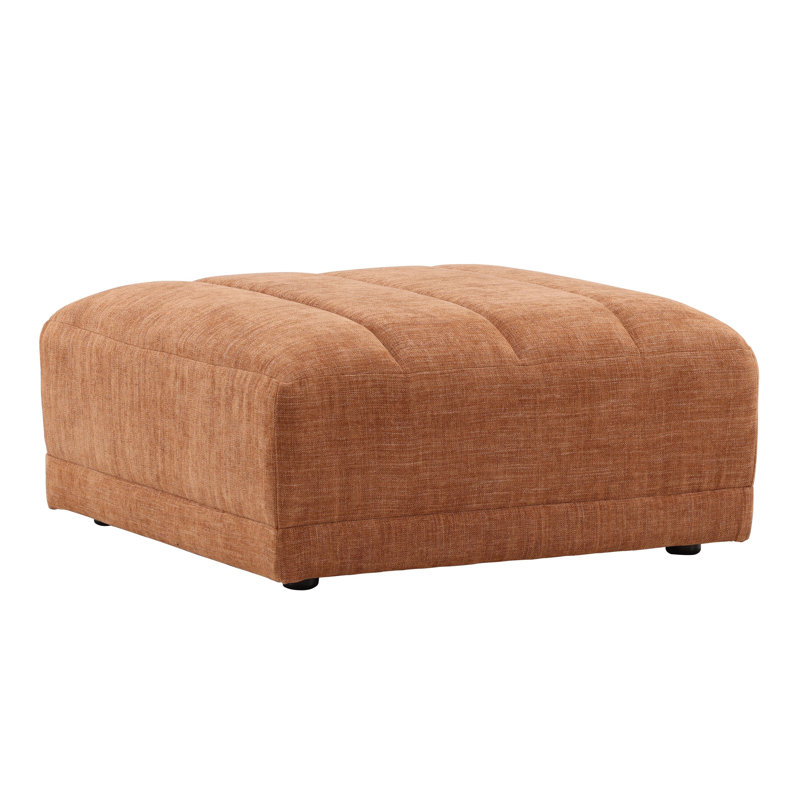 Magda Hardwood Upholstered Ottoman, Terracotta, Orange