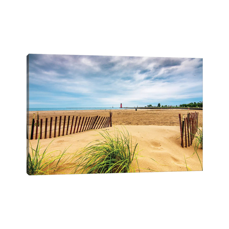 Milwaukee Pierhead Lighthouse And Beach 1 Piece Wrapped Canvas Wall Art, 45.72cm H x 66.04cm W
