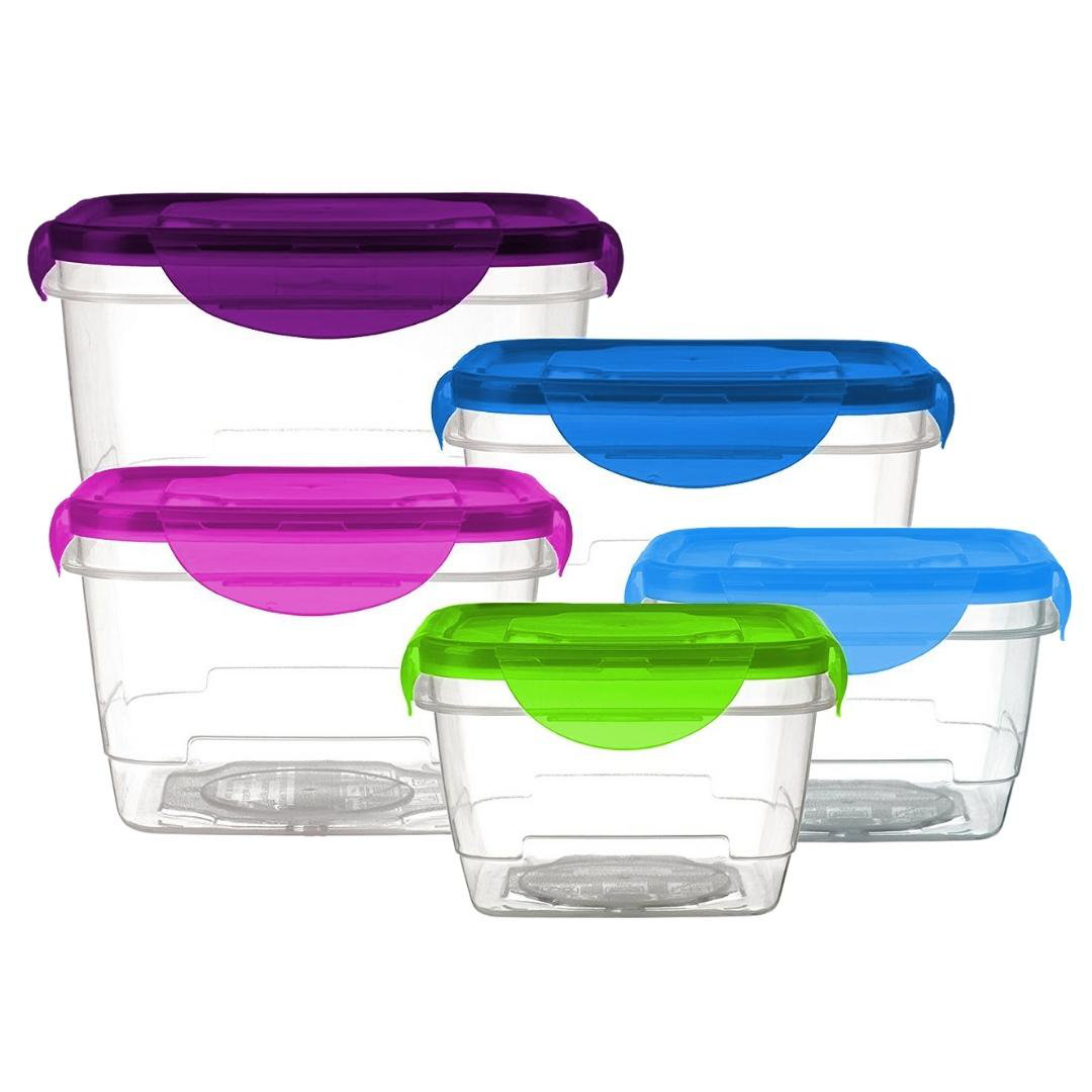 5/10pc Plastic Transparent Rectangle Storage Box With Lid Small Container