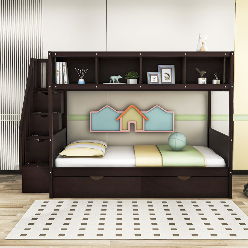 Harriet Bee Hader Twin over Full Drawer Standard Bunk Bed with