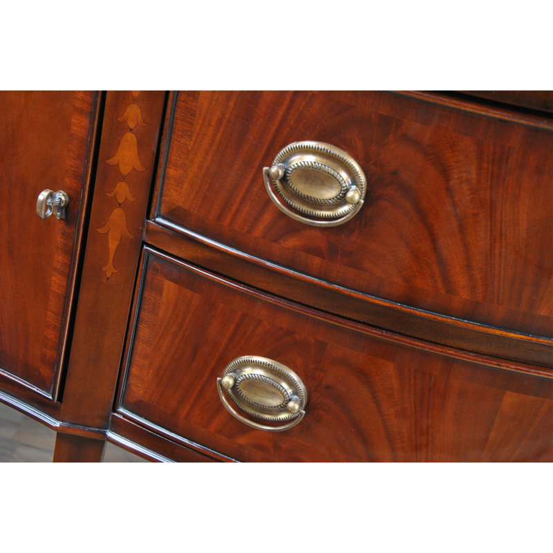 Serpentine Mahogany Sideboard with Bronze Hardware and Sapele Banding