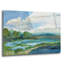  «Blue Coastal Flowers» par Silvia Vassileva, art mural en verre acrylique, 36 po x 24 po-474169472