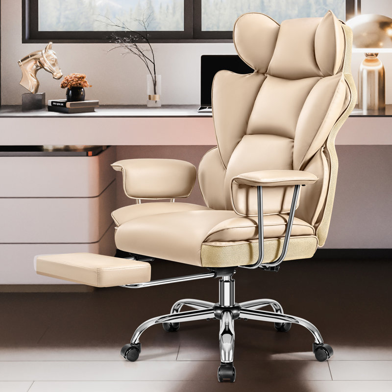 Faux Leather Executive Computer Chair, Dark Beige
