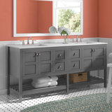 Krish 72'' Double Bathroom Vanity with Engineered Marble Top
