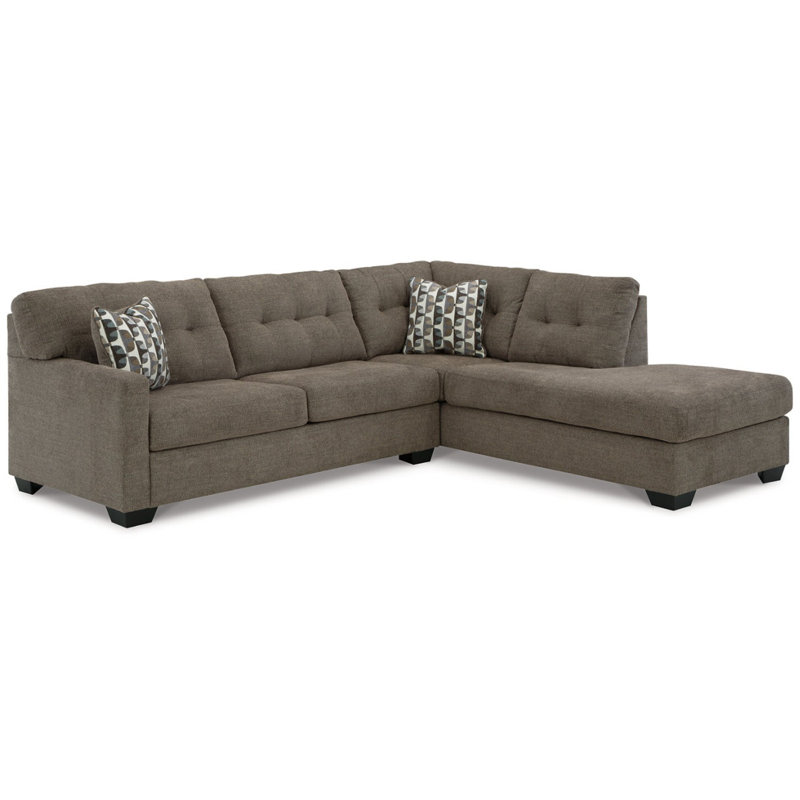 Canapé modulaire 2 pièces avec méridienne Armira, Orienté à droite, Polyester brun