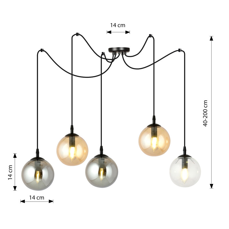 Garnes 5 - Light Clear/Graphite/Gold Bowl Pendant