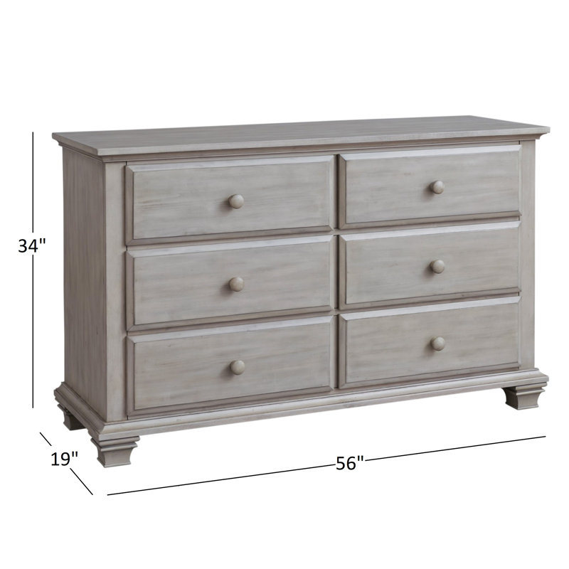 Kenilworth 6 Drawer Dresser & Changing Topper Set-Stone Wash, Stone Wash