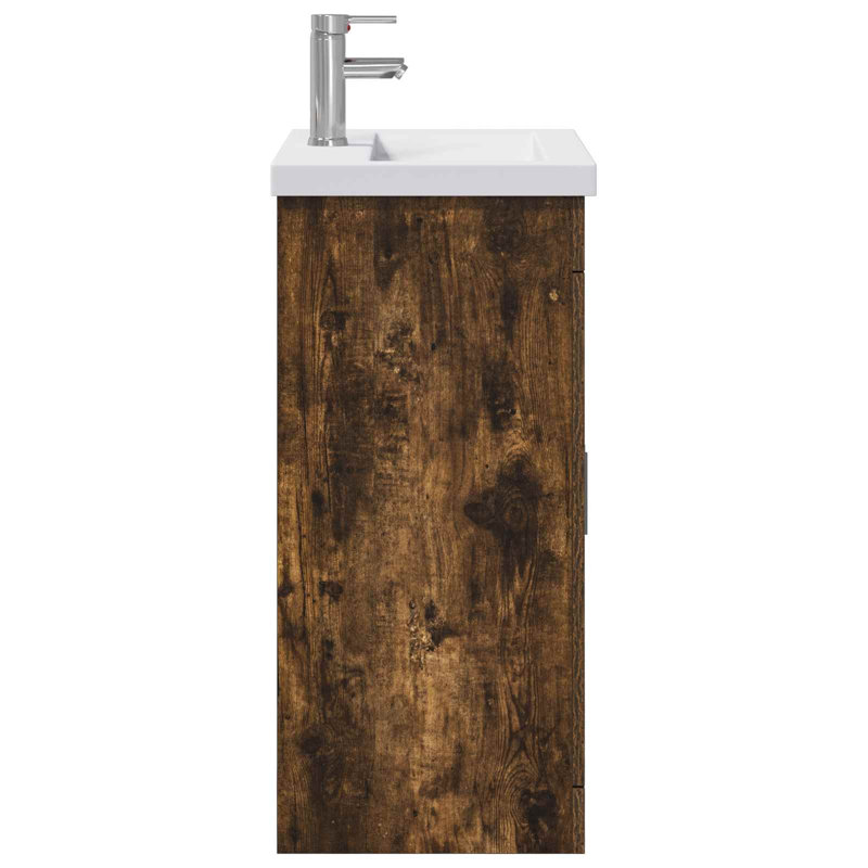 Vanity & Mirror Set, Smoked Oak