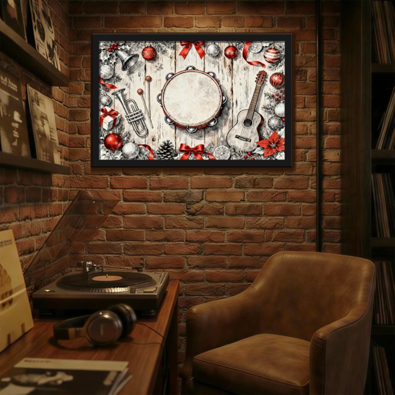 Instruments de musique et décorations de Noël, H 16 po x l 24 po