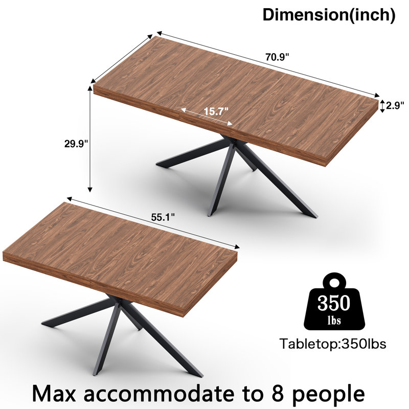 Averni Extendable Dining Table with Storage Box for 6-10 Seat, Walnut