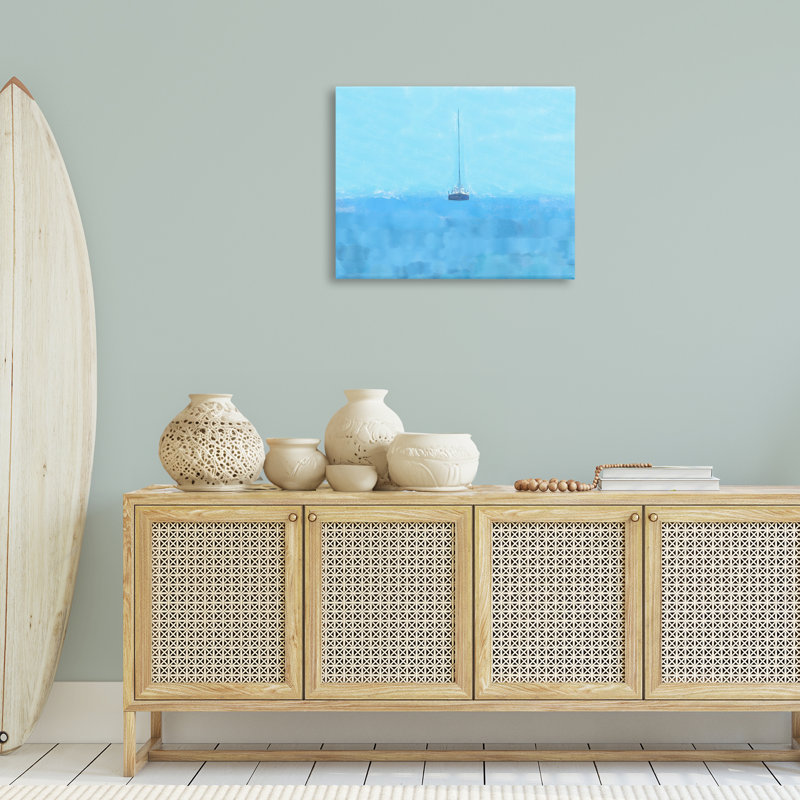 «Lonely Boat Blue Ocean», art mural par Jeff Pica, H 24 po x l 30 po