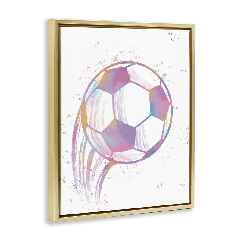 Cadre flottant Fast Pastel Soccer Ball, design par Marcus Prime, H 21 po x l 17 po, Cadre flottant métallique doré