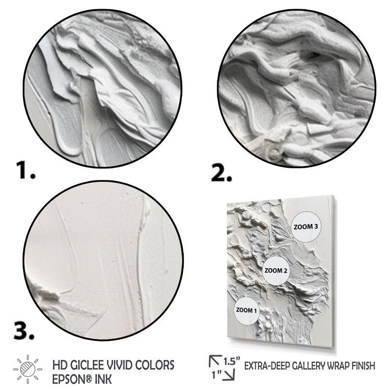 «White and Tranquility Unleashed», impression sur toile encadrée en marbre abstrait, H 20 po x l 12 po x P 1 po, Toile tendue
