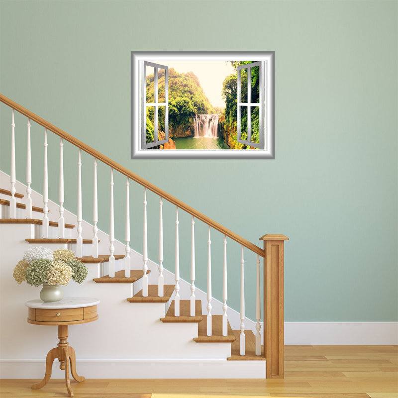 Décalcomanie murale pour fenêtre 3d cascade, H 36 po x l 46 po x p 0,01 po