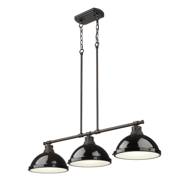 Laramy 3-Light Linear Pendant, Black, Rubbed Bronze