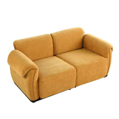 68.5" Length , Fashionable Modular Sofa, Iron Frame,   Chenille Sofa, Yellow, Suitable For Living Room, Bedroom