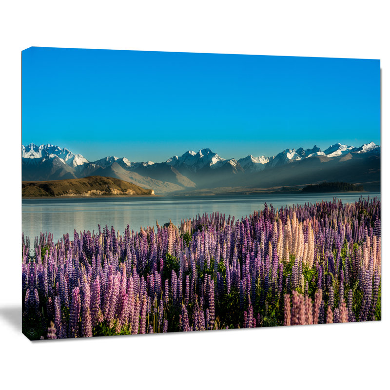 « incroyables », reproduction de photo sur toile tendue, "montagnes et fleurs", H 30 po x l 40 po x P 1 po