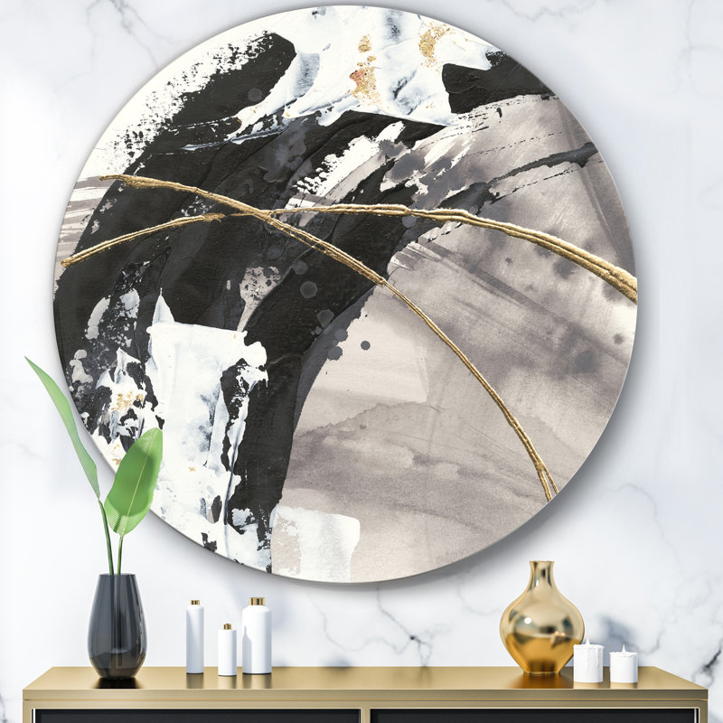 Glam Painted Arcs I - reproduction d'art sur cercle en métal, H 36 po x l 36 po