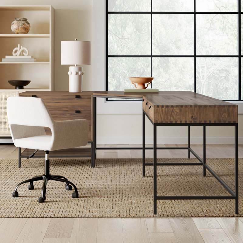 Loki Solid Wood Top Executive Desk, Auburn Poplar