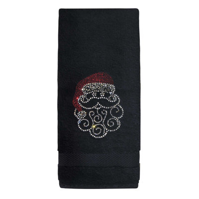 Sparkles Home Santa Rhinestone Hand Towel | 100% Turkish Cotton Terry | Machine Washable 