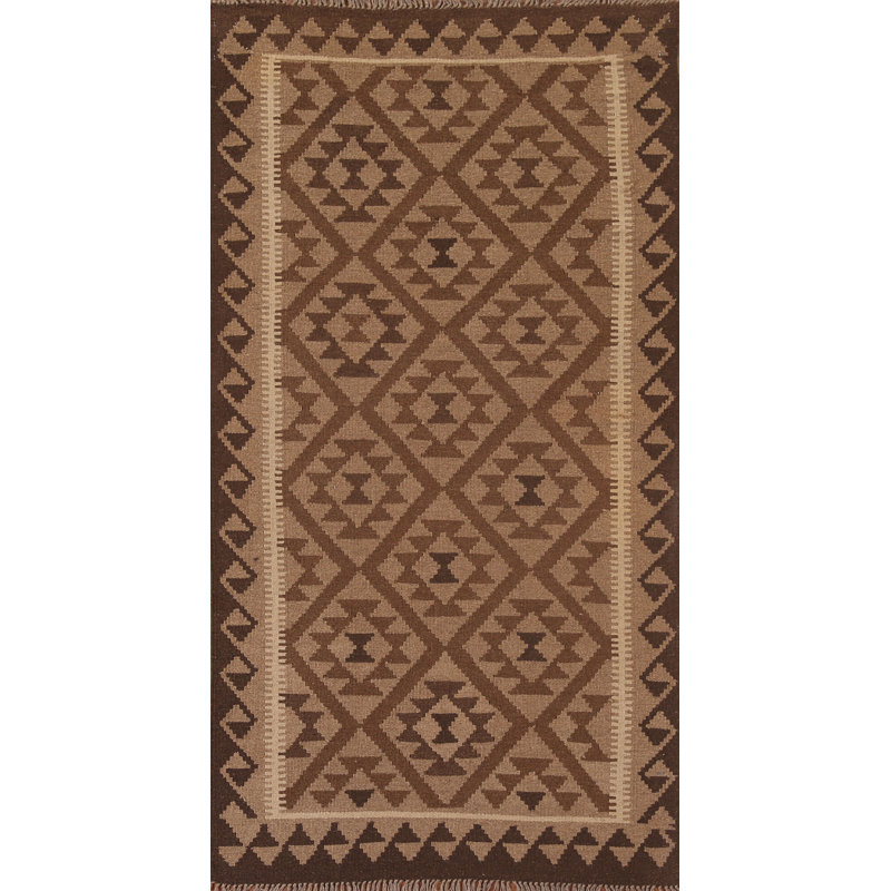 Reversible Wool Kilim Runner Rug 3x7