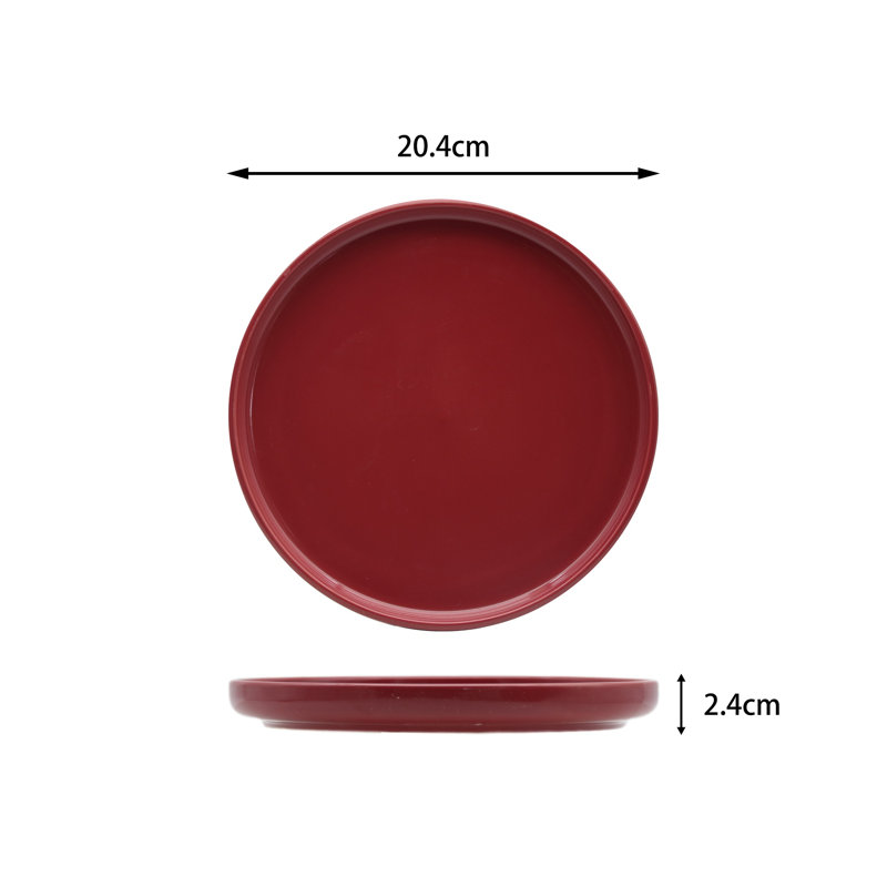 Waterside 12pc Red Lipped Stoneware Dinner Set