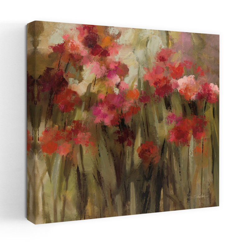 Art floral abstrait avec œillets sauvages, H 32 po x l 32 po