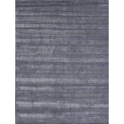 Hand Knotted Striped Area Rug in Navy