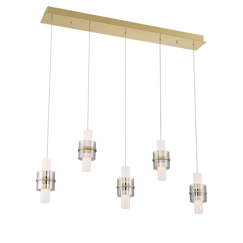 Luminaire suspendu 40,5 po en or brossé 10 lumières Rola