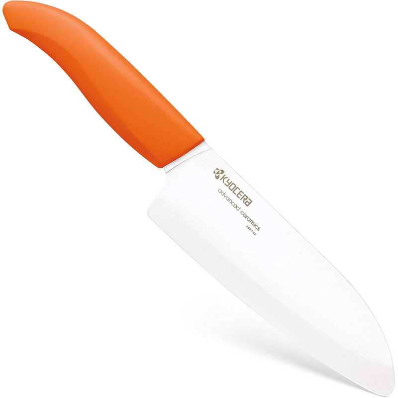 Couteau Santoku en céramique de 5,5 po Kyocera Revolution Series, couteau de chef pour vos besoins de cuisson, poignée, lame blanche