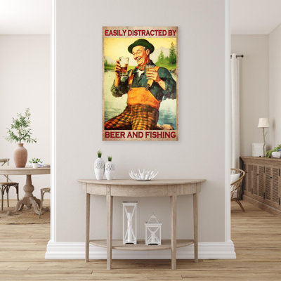 Bière et pêche sur toile