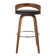 Maxime Swivel Counter or Bar Height Bar Stool with Open Low Back in Faux Leather and Wood