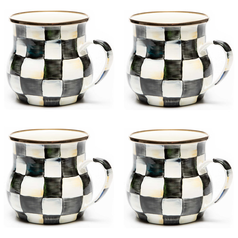 Sterling Check Mugs, Black/White