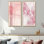 Blush, art mural abstrait 2 pièces, toile géométrique rose, grille Blush