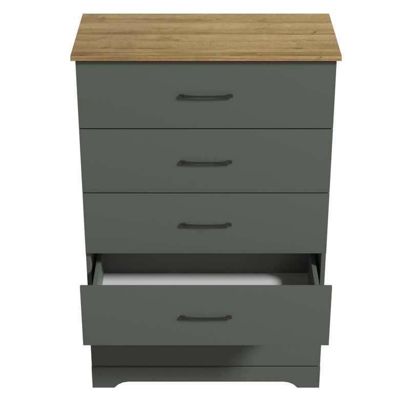 Commode 5 tiroirs Arkia, Vert/brun