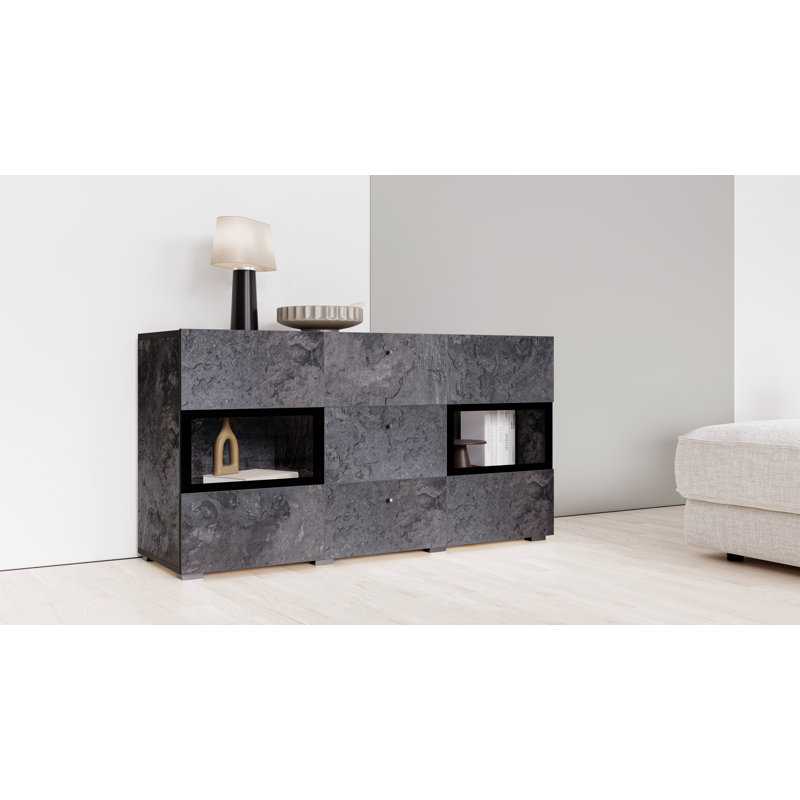 Lamotte 132 Cm Wide Sideboard, Dark Grey Marble