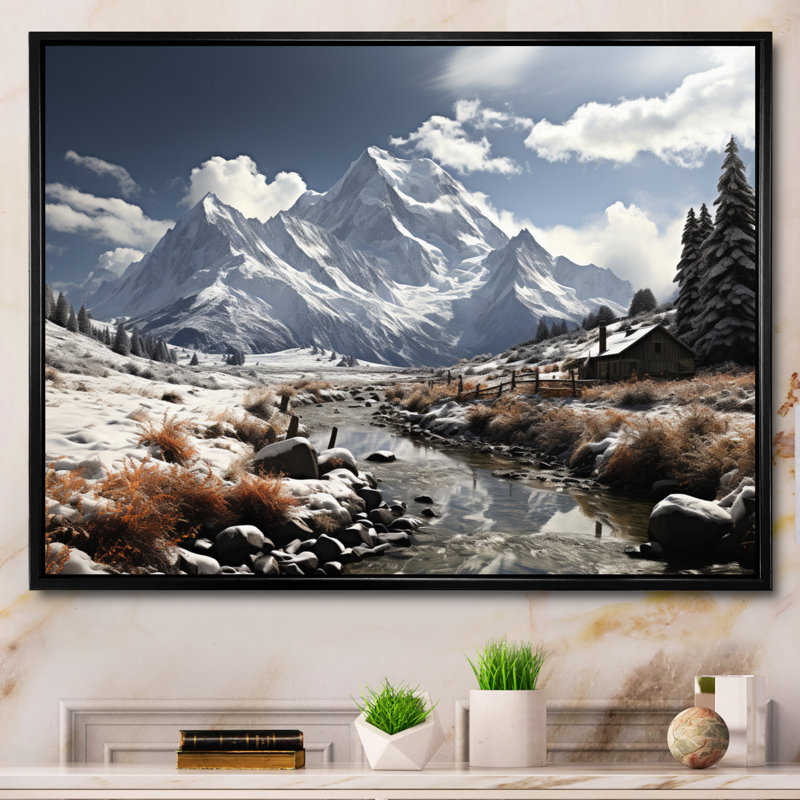 Bernaldino France Majestic Mont Blanc - impression, Cadre flottant noir, 12" H x 20" W