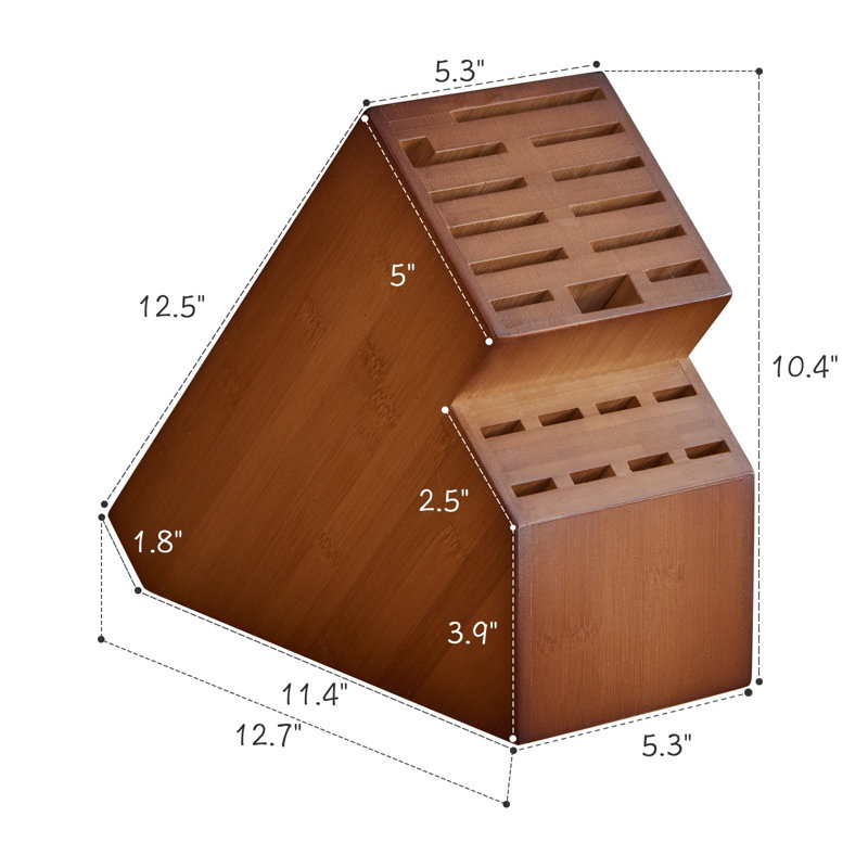 Large Brown Bamboo 20-Slot Universal Knife Block