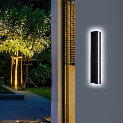 24" Modern Black LED Dimmable Waterproof  Linear Outdoor Wall Sconce for Exterior Porch or Garden