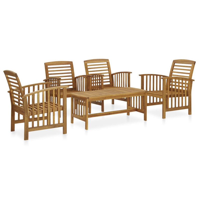 Chaise longue avec coussins 3 pièces Brikene, 4x Armchair + Table, Brown