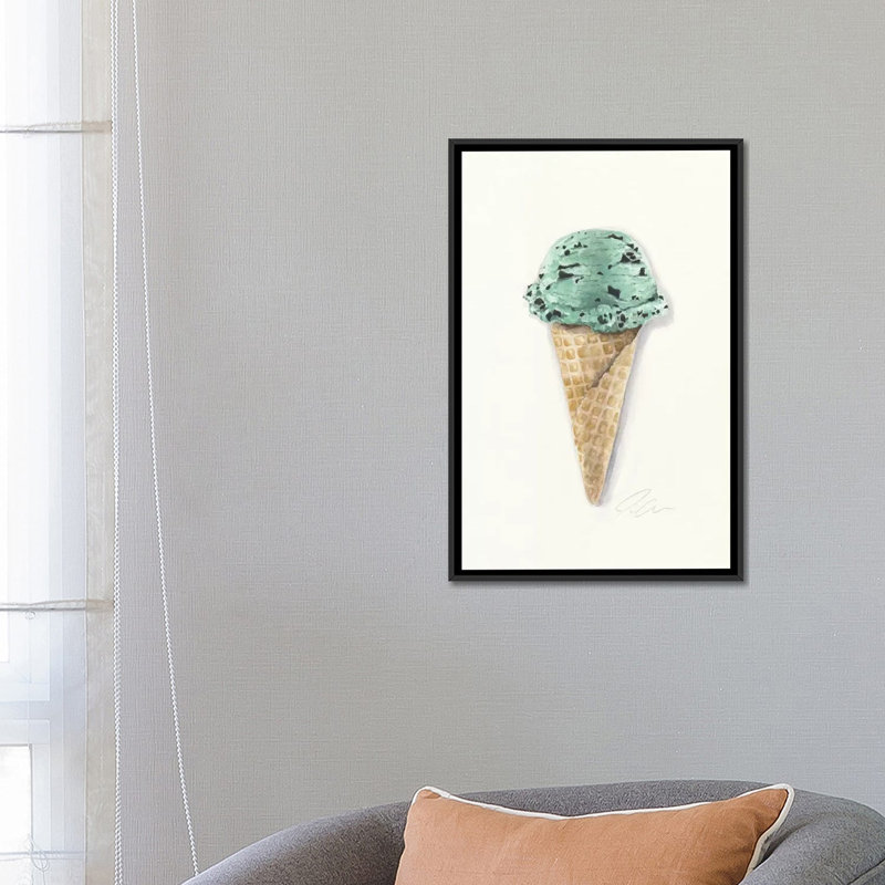 «Mint Chip», reproduction sur toile, Pas de tapis, Toile avec cadre noir, H 26 po x l 18 po x P 1,5 po