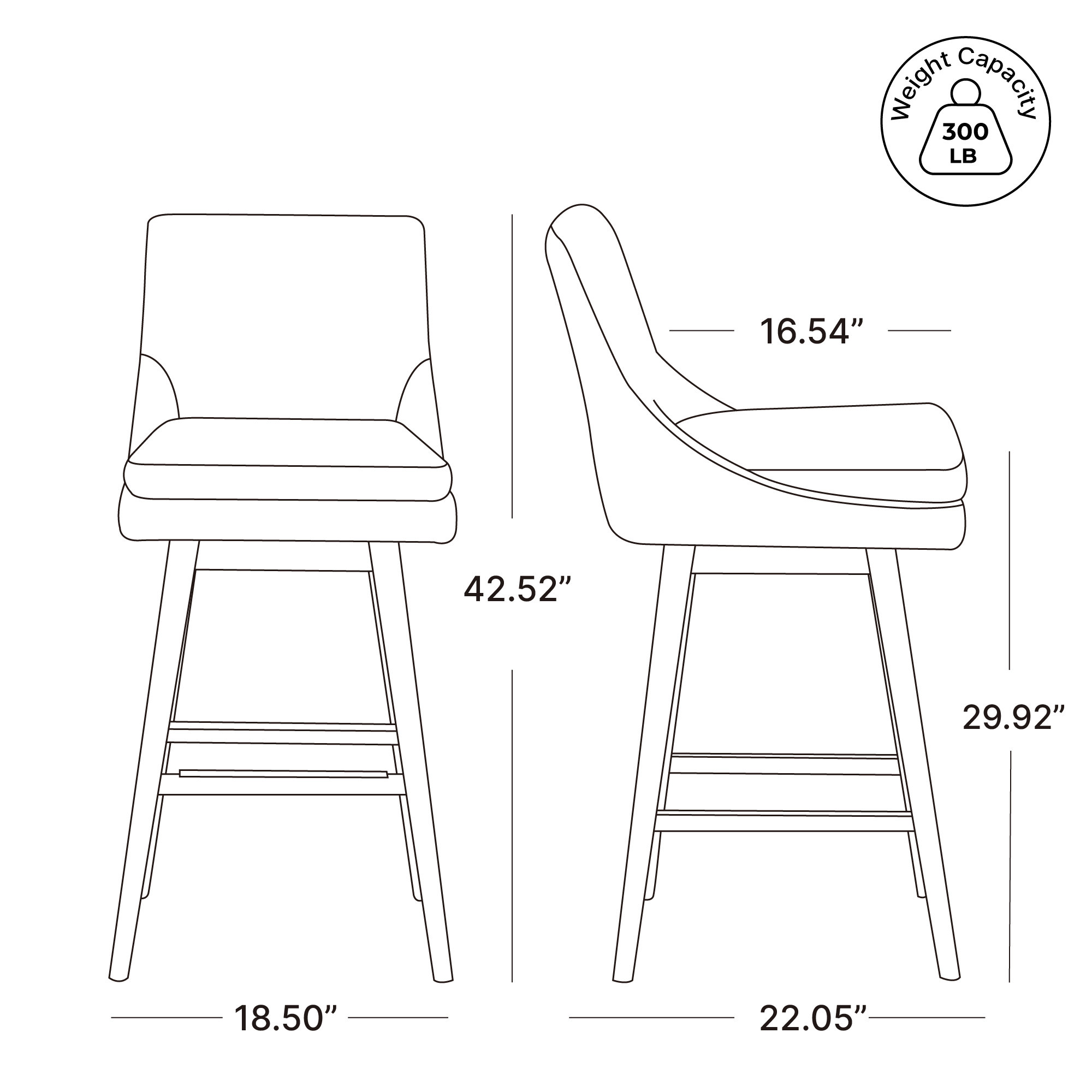 Zahara Upholstered Swivel Counter Stool, White Polyester/Brown, Bar Stool (30” Seat Height)